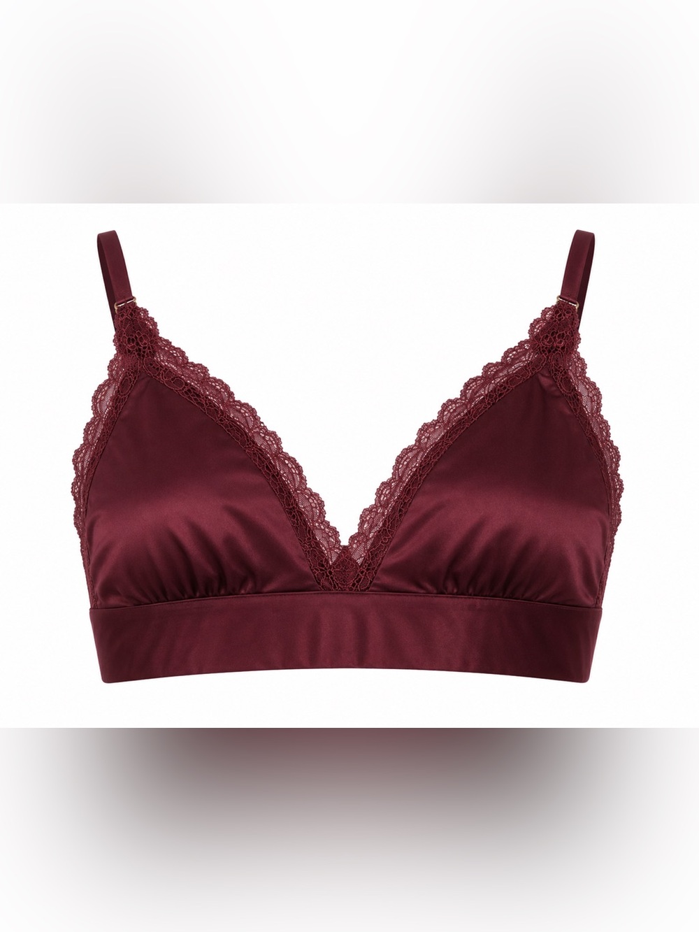 Soma Stretch Satin Bralette Burgundy Lace Size M Wireless Adjustable Romantic